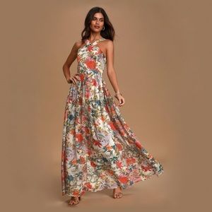 Lulu’s Lilja Cream Floral Print Maxi Dress